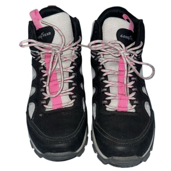 Goodyear Womens Hiking Boots Size 8 Black/Pink Leather/Textile Upper - Picture 1 of 5